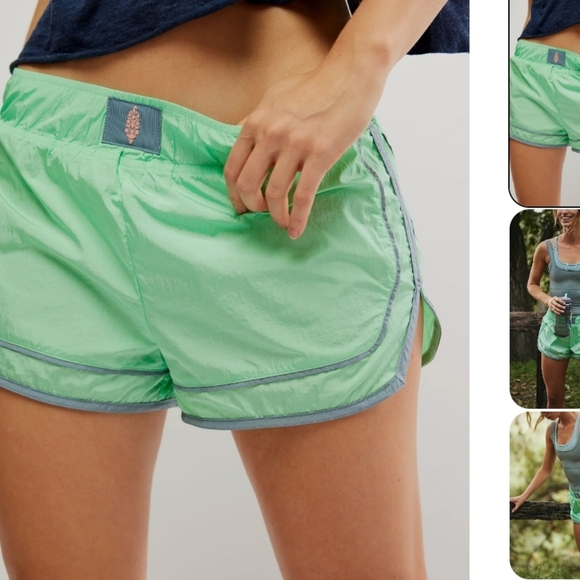 Free People Women's Mint Green Athletic Shorts Size LARGE - Picture 1 of 2